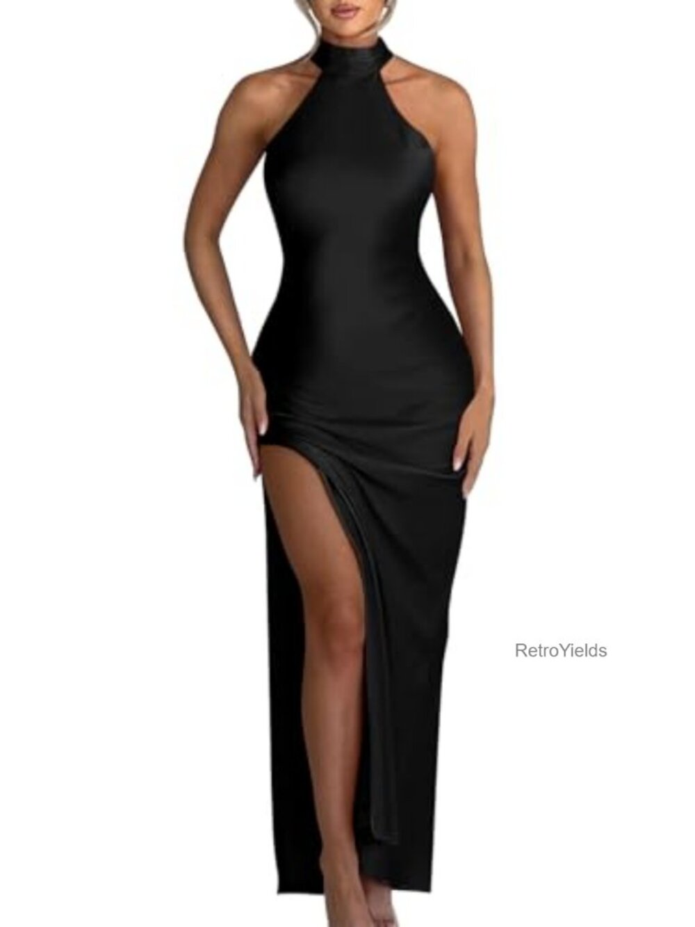 Women's Sexy High Split Sleeveless Backless Party Wedding Maxi Dress